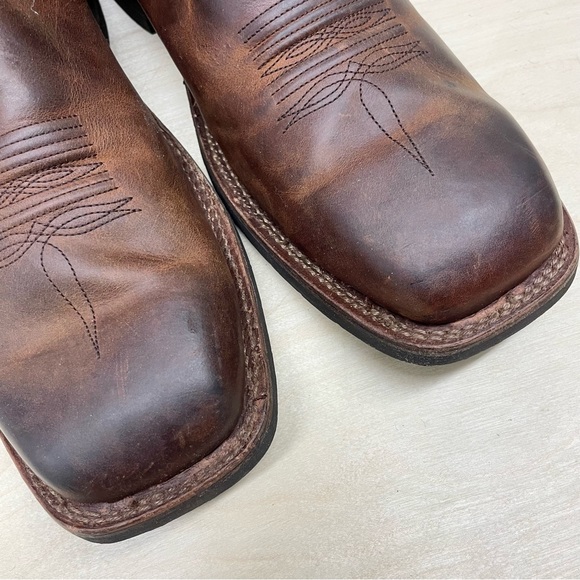 (SOLD) Rocky Boots 12” Western Brown Slip On Square Toe 13W - Picture 11 of 12